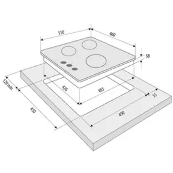 Варочная поверхность KRONA FIERO 45 WH, газовая, 3 конфорки, 45 см, белая
