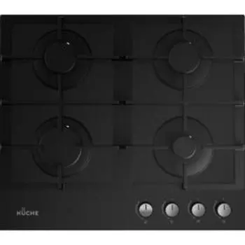 Варочная поверхность Kuche GGH 640 BF, газовая, 4 конфорки, чугунные решётки, чёрная