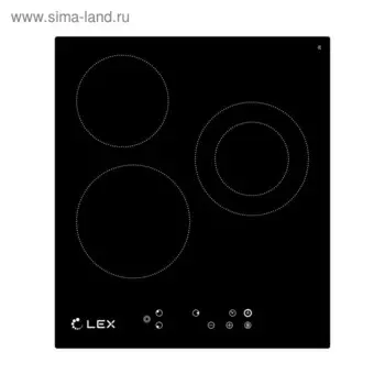 Варочная поверхность Lex EVH 431 BL, электрическая, 3 конфорки, сенсор, черная