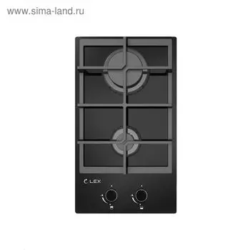 Варочная поверхность Lex GVG 321 BL, газовая, 2 конфорки, чёрная