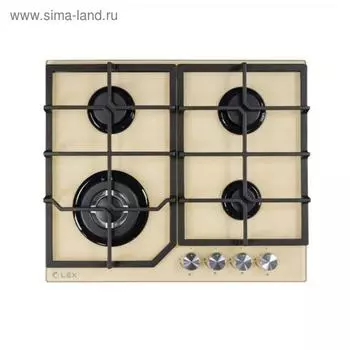 Варочная поверхность Lex GVG 640-1 IV, газовая, 4 конфорки, бежевая