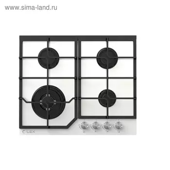 Варочная поверхность Lex GVG 640-1 WH, газовая, 4 конфорки, чугунные решетки, белое стекло