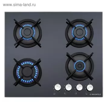 Варочная поверхность Maunfeld EGHG.64.1CB/G, газовая, 4 конфорки, цвет чёрное стекло