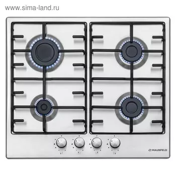 Варочная поверхность Maunfeld EGHS.64.3ES/G, газовая, 4 конфорки, газ-контроль, серебристая