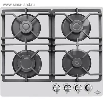 Варочная поверхность MBS PG-611WH, газовая, 4 конфорки, механич. управление, белая