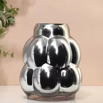 Ваза «Бабл Силвер» из стекла, 23 х 20 х 20 см