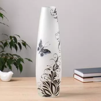 Ваза "Бабочки-Монохром" ч/б 40х11,8 см, 2,7л 2748