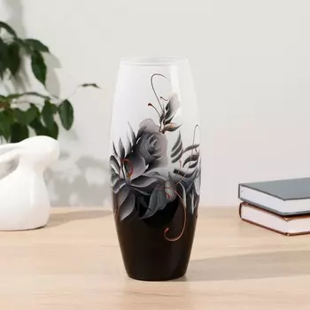 Ваза «Чёрно-белая роза», d=7.5 см, 1126 см, стекло