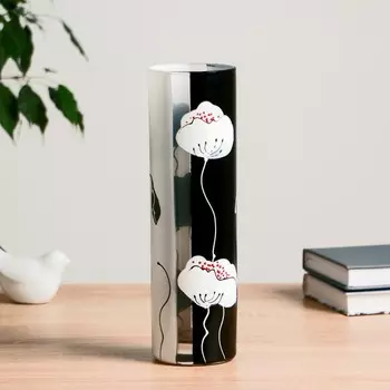 Ваза "Чёрно-белые цветы" цилиндр 7,5х26,5 см