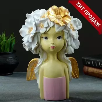 Ваза декоративная настольная «Девочка с бантом», полистоун, для цветов, для сухоцветов, v-2 л, 3120х15 см