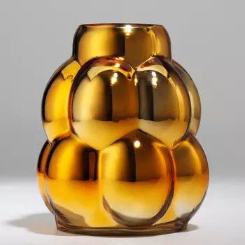 Ваза для цветов «Бабл Голд» из стекла 18 х 17 х 17 см