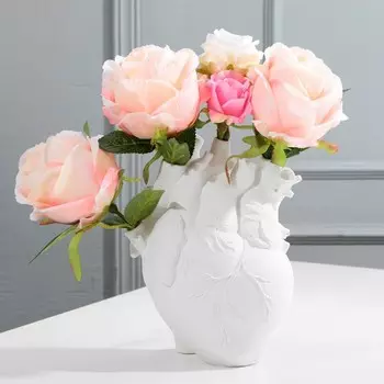 Ваза для цветов «Сердце», белое, 3 х 9 х 20 см.