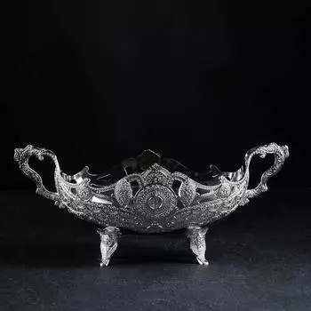 Ваза для фруктов «Восток», 33,5×13×14 см, цвет серебряный