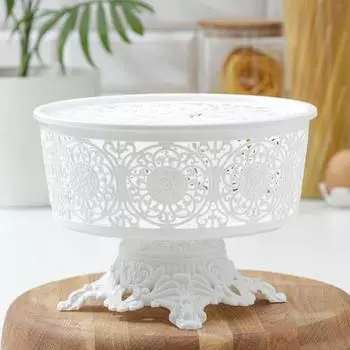 Ваза для хлеба и фруктов на ножке с крышкой, 21,5×15 см,цвет белый