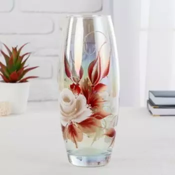 Ваза FLORA «Белая роза» (дымка), d=8 см, 11.526 см, стекло, МИКС