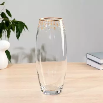 Ваза FLORA "Кружево" с золотой отводкой d=7.5см, h=26смх10,5см