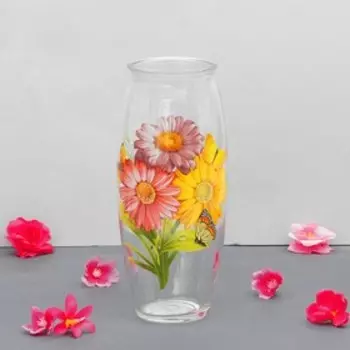 Ваза «Гербера», d=7 см, 1023 см, стекло, с деколью