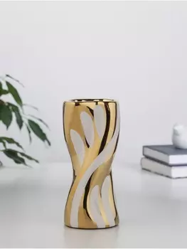 Ваза «Имоджен», 187 см, керамика, золотисто-белая