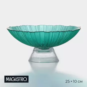 Ваза для фруктов Magistro «Фейерверк», 1.4 л, 2510 см, стекло, цвет изумрудный