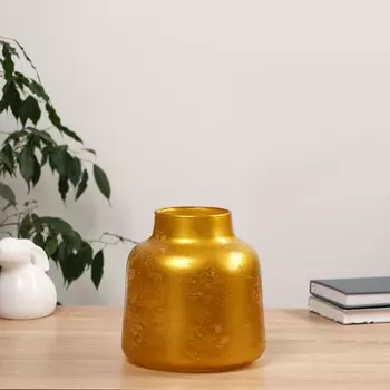 Ваза «Эльвит Бельгия-1», 4 л, d=10 см, 2019 см, стекло, золотая