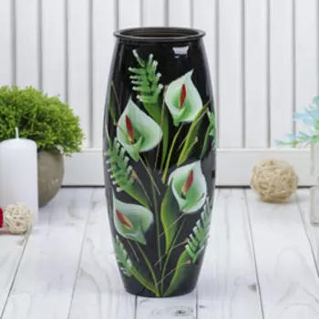 Ваза Каллы с росписью на крашеном стекле, d-7; 10х23 см