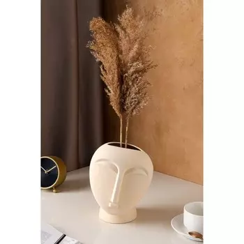 Ваза керамическая "Будда", настольная, декоративная, интерьерная, бежевая, 21.5 см