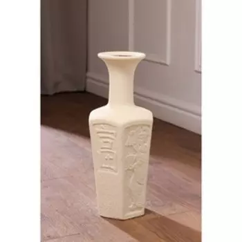 Ваза керамическая "Бутылка", напольная, кожа, белая, 40 см