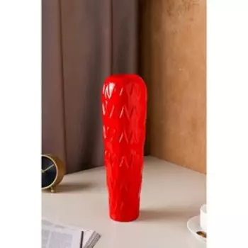 Ваза керамическая "Дождь", настольная, красная, 40 см