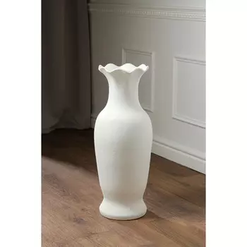 Ваза керамическая "Елена", напольная, белая, шелк, 64 см