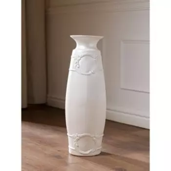 Ваза керамическая "Есения", напольная, цветы, белая лепка, 64 см, авторская работа