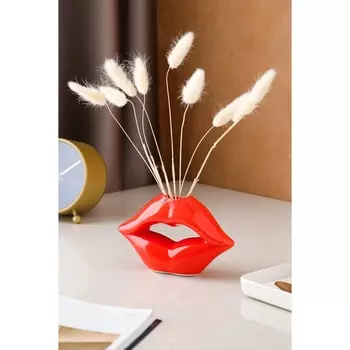 Ваза керамическая "Губы", настольная, красная, 9.5 см