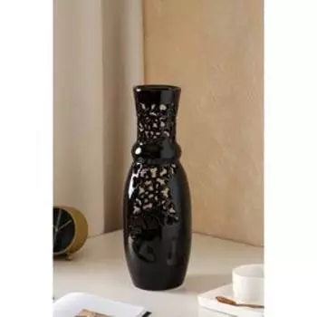 Ваза керамическая "Илона", настольная, сквозная резка, чёрная, 40 см