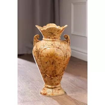 Ваза керамическая "Кристи", напольная, под мрамор, бежевая, 42 см, авторская работа