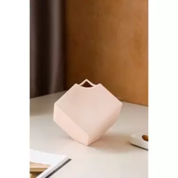 Ваза керамическая "Куб", настольная, пудровая, 12 см