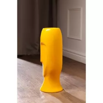Ваза керамическая "Лицо", напольная, жёлтая, глянцевая, 43 см