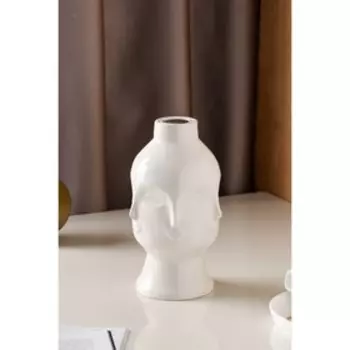 Ваза керамическая "Лицо", настольная, белая, 25 см