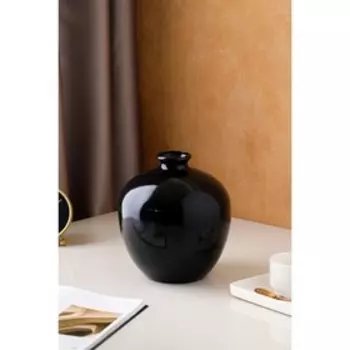 Ваза керамическая "Милита", настольная, черная, 21 см