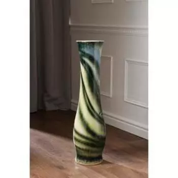 Ваза керамическая "Мира", напольная, ирис, зеленая, роспись, 78 см, авторская работа