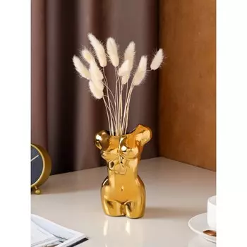 Ваза керамическая "Муза", настольная, золотистая, 19 см