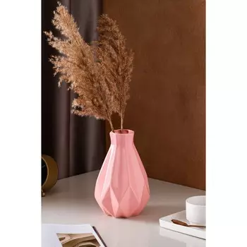 Ваза керамическая "Оригами", настольная, геометрия, розовая, 22 см