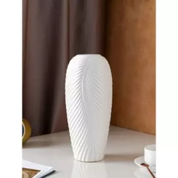 Ваза керамическая "Перо", настольная, белая, 38 см