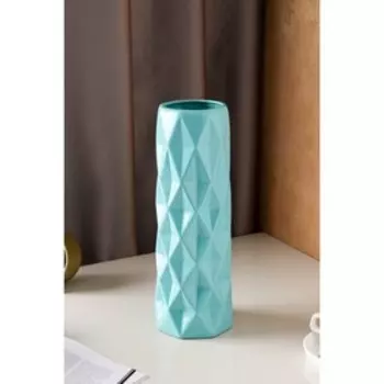 Ваза керамическая "Поли", настольная, голубая, глазурь, 41 см, 1 сорт