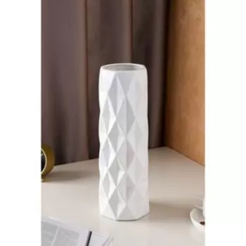 Ваза керамическая "Поли", настольная, муар, белая, 40 см