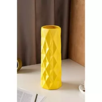 Ваза керамическая "Поли", настольная, муар, жёлтая, 40 см