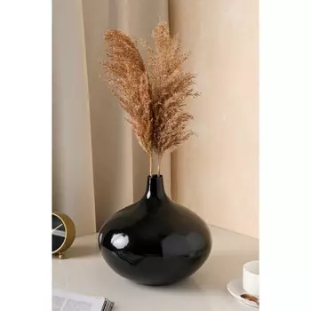 Ваза керамическая "Римини", настольная, цвет черный, 24 см