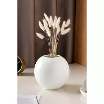 Ваза керамическая "Шар", настольная, белая, глазурь, 17 см