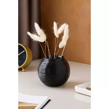 Ваза керамическая "Шарик", настольная, чёрная, 10.5 см