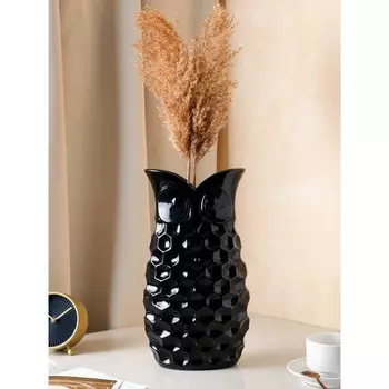 Ваза керамическая "Сова", настольная, чёрная, глянец, 35 см