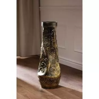 Ваза керамическая "Свеча", напольная, пломбир, золотистая, 70 см