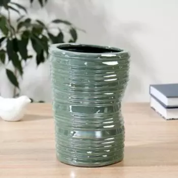 Ваза керамика "Алонсо" H=21 см, d=15см, зелёный